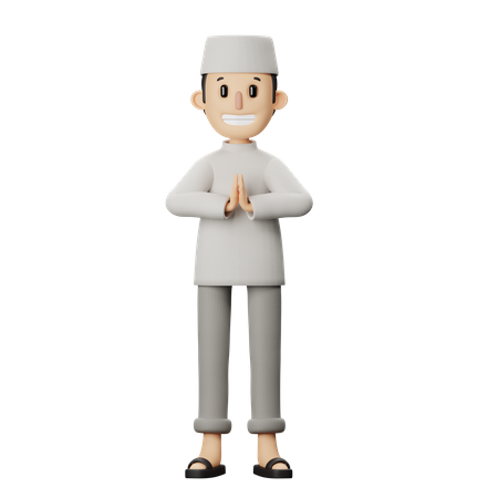 Pose de salutations musulmanes  3D Illustration