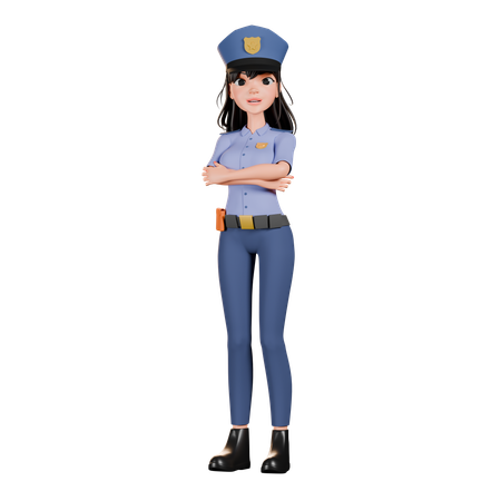 Mutige Polizistin  3D Illustration