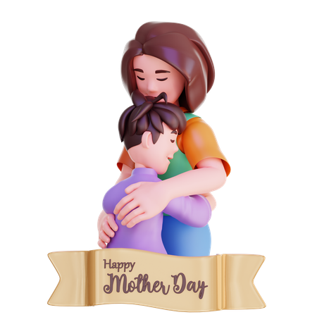 Mutter umarmt Sohn  3D Icon