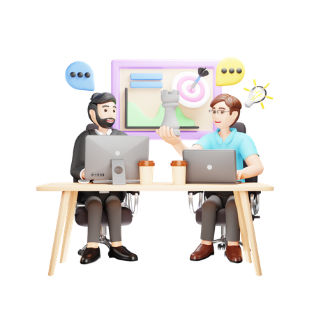 Mutual Discussion  3D Illustration