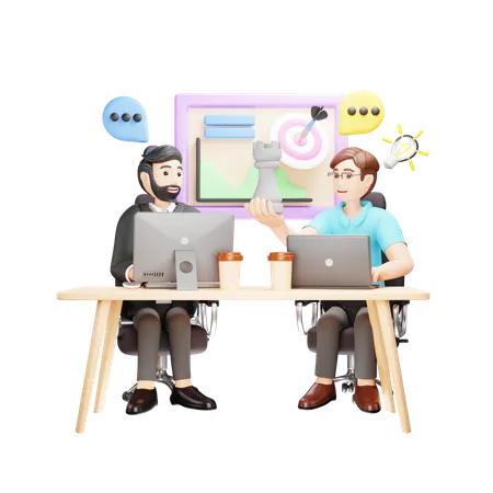 Mutual Discussion  3D Illustration