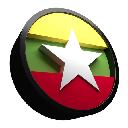 Myanmar Flag Icon With 3 D 3D Flag