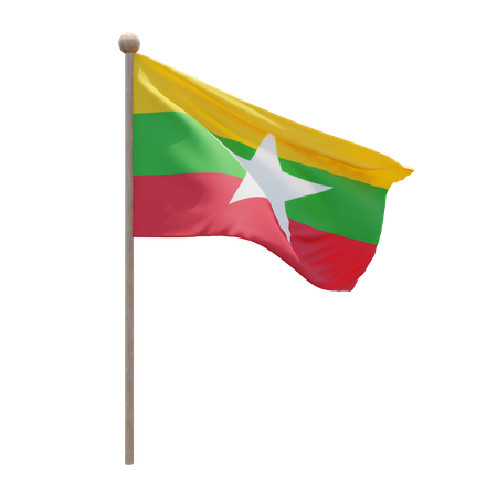 Myanmar Flagpole  3D Icon
