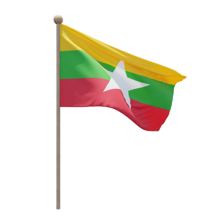 Myanmar Flagpole  3D Flag