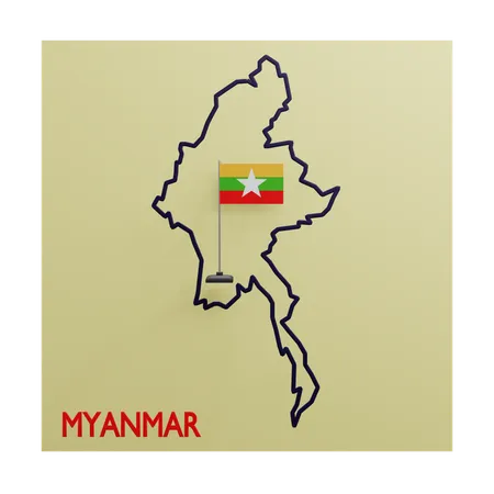 Myanmar Map  3D Icon