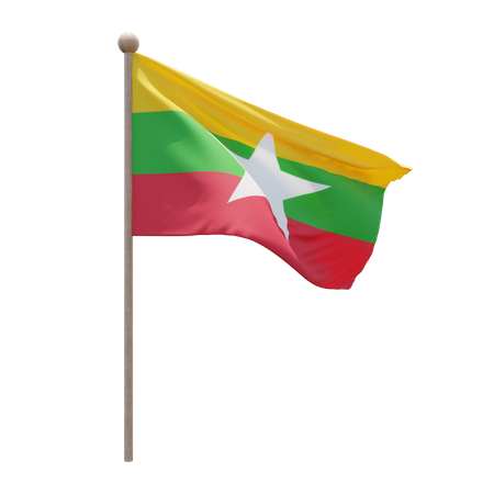 Mât de drapeau du Myanmar  3D Flag