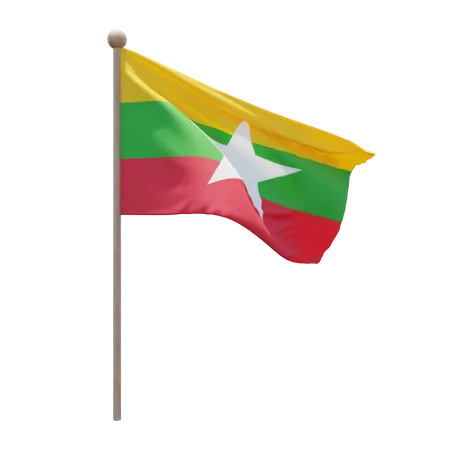 Mât de drapeau du Myanmar  3D Flag