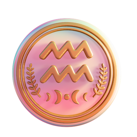 Mystical Aquarius Zodiac Badge  3D Icon