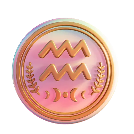 Mystical Aquarius Zodiac Badge  3D Icon