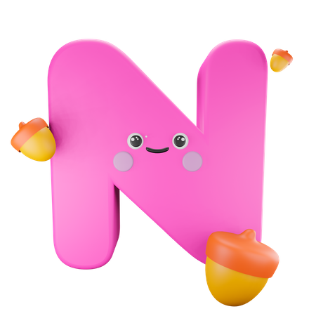 N Alphabet  3D Illustration