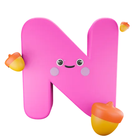 N Alphabet  3D Illustration