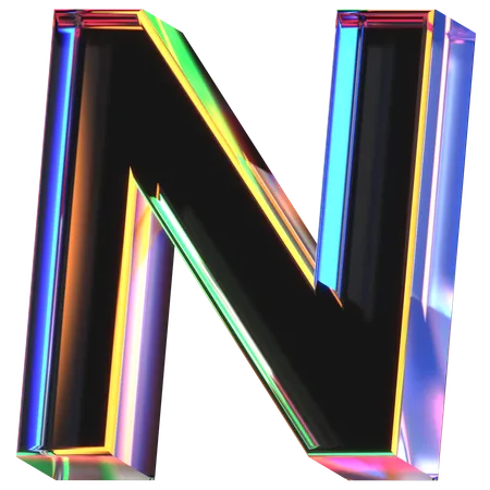 3 D Icon Of A Glass Letter N 3D Icon