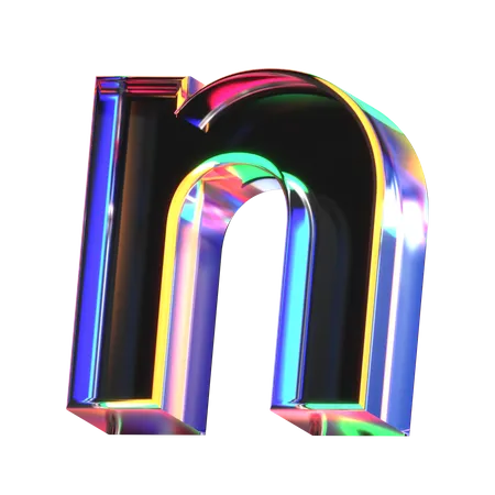 3 D Icon Of A Glass Letter N 3D Icon