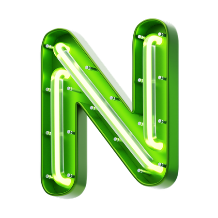 N Letter Shape Neon Text  3D Icon