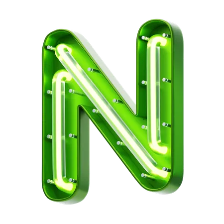N Letter Shape Neon Text  3D Icon