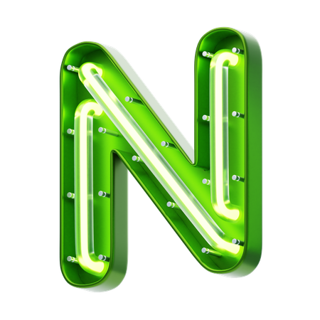 N Letter Shape Neon Text  3D Icon