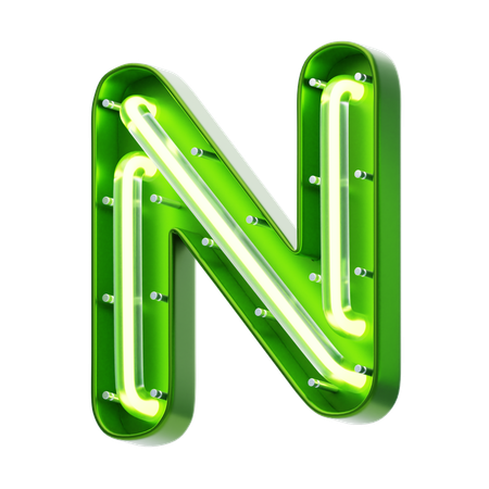 N texto de neón con forma de letra  3D Icon