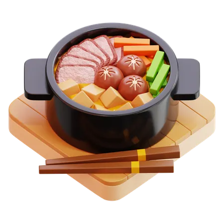Nabe Hot Pot With Meat And Vegetables  3D Icon