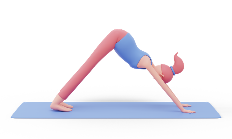 Nach unten gerichtete Yogapose  3D Illustration