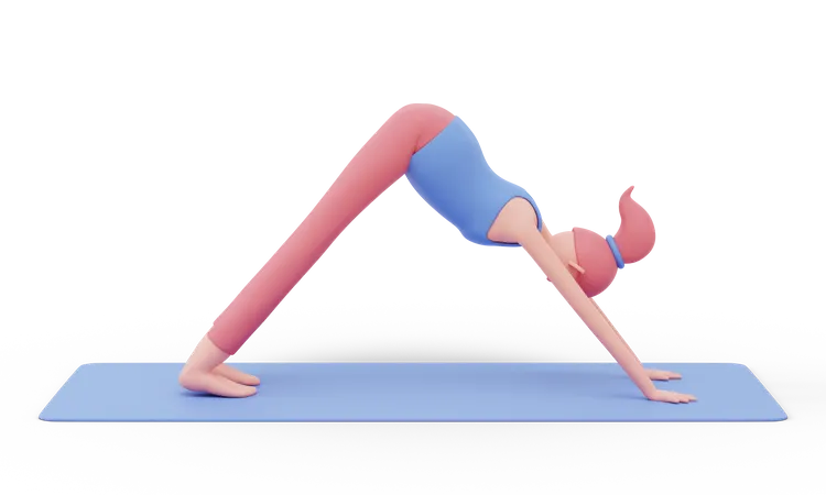 Nach unten gerichtete Yogapose  3D Illustration