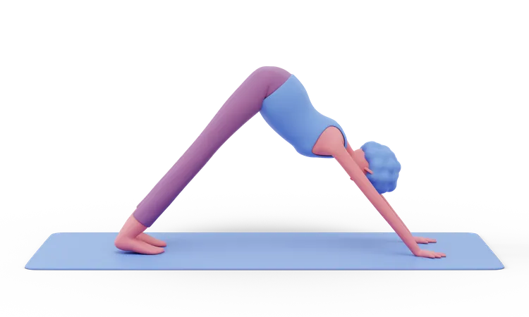 Nach unten gerichtete Yogapose  3D Illustration