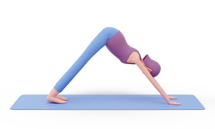 Nach unten gerichtete Yogapose  3D Illustration