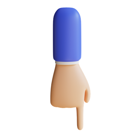 Nach unten zeigende Handbewegung mit dem Finger  3D Illustration