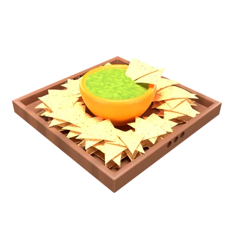 Nachos e molho pesto  3D Icon