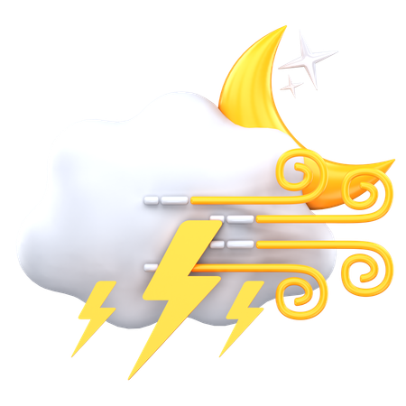 Nachtgewitter mit Wind  3D Icon