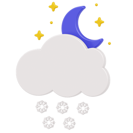 Nacht Schneefall und Wolken  3D Icon