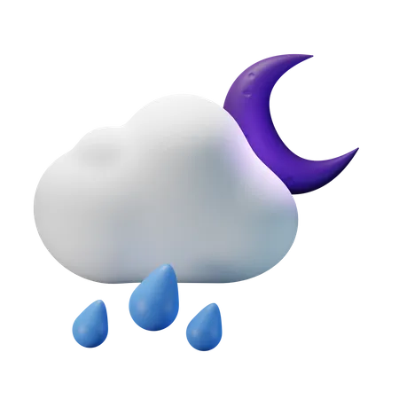 Nacht starker regen  3D Icon