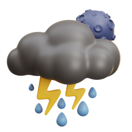 Nachtwolke mit Regen  3D Icon