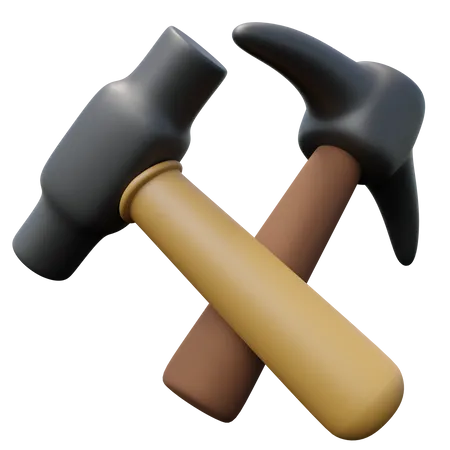 Nagelhammer und Spitzhacke  3D Icon