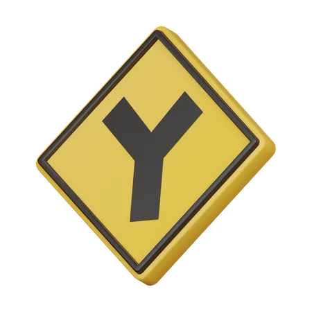 Schild „Y-Kreuzung nähert sich“  3D Icon