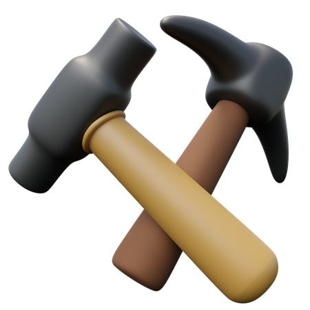 Nail Hammer And Pickaxe  3D Icon