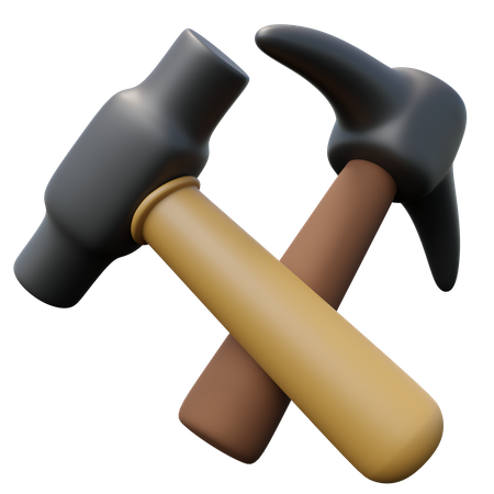 Nail Hammer And Pickaxe  3D Icon
