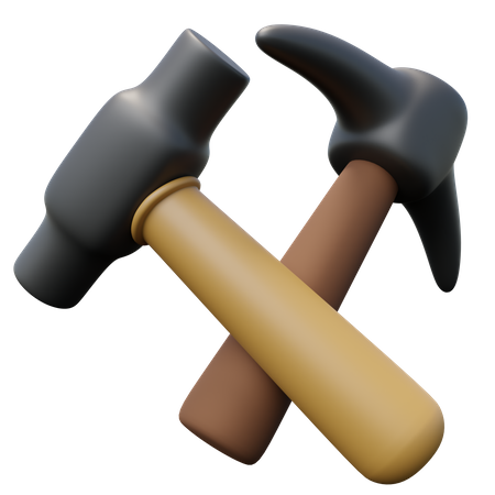 Nail Hammer And Pickaxe 3D Icon
