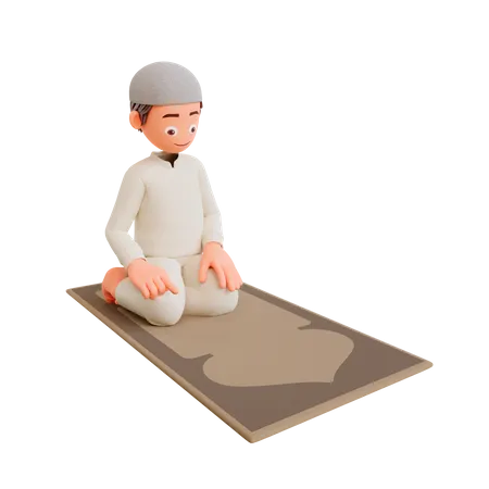 Islamic Children Sitting 3D Illustration