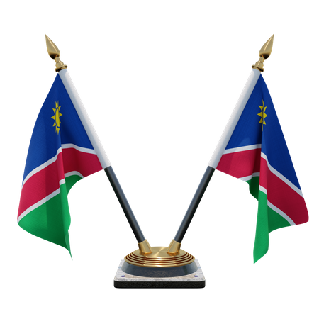 Suporte de bandeira de mesa duplo (V) da Namíbia  3D Icon