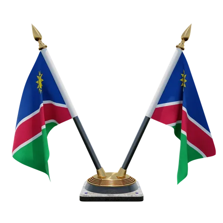Suporte de bandeira de mesa duplo (V) da Namíbia  3D Icon