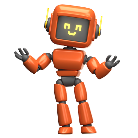 Robot naranja amigable  3D Illustration