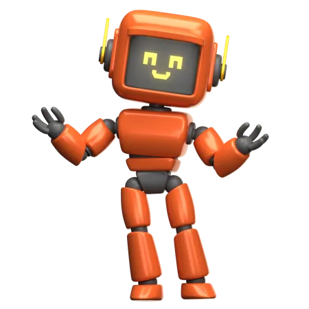 Robot naranja amigable  3D Illustration