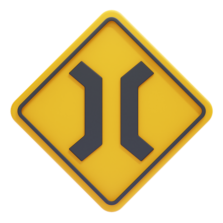 Narrow Bridge Ahead Sign  3D Icon