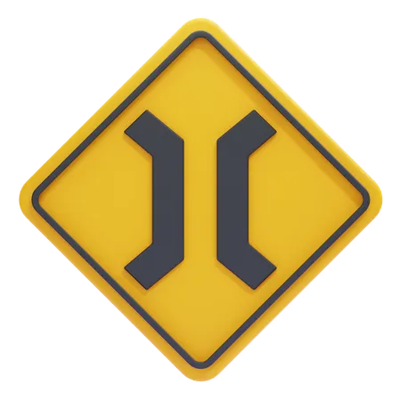 Narrow Bridge Ahead Sign  3D Icon