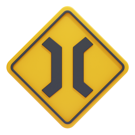 Narrow Bridge Ahead Sign  3D Icon