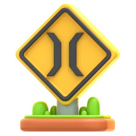 Narrow Bridge Sign  3D Icon