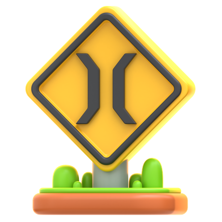 Narrow Bridge Sign  3D Icon