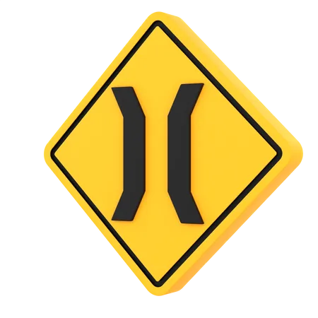 Narrow Bridge Sign 3 D Illustration 3D Icon