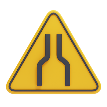 Narrow Road Ahead Sign  3D Icon