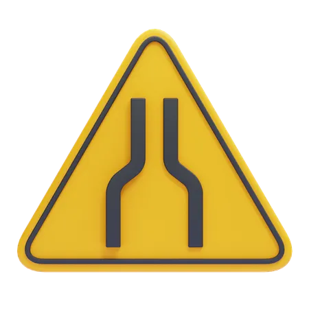 Narrow Road Ahead Sign  3D Icon